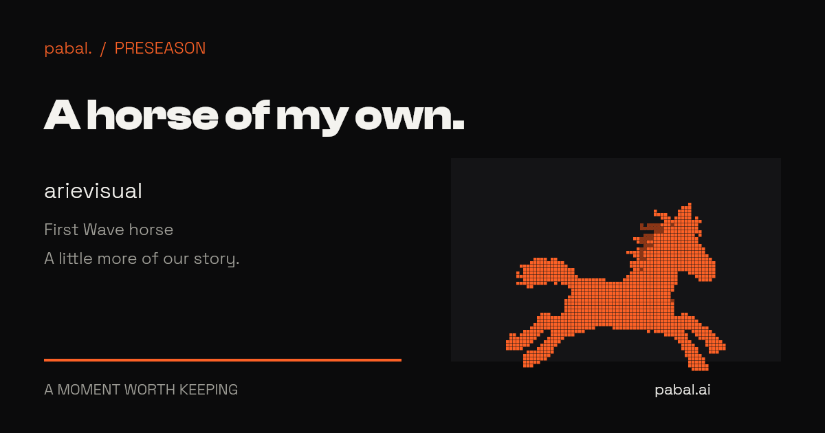 arievisual: A horse of my own. First Wave · Pabal preseason
